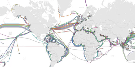Χάρτης υποβρυχίων καλωδίων internet